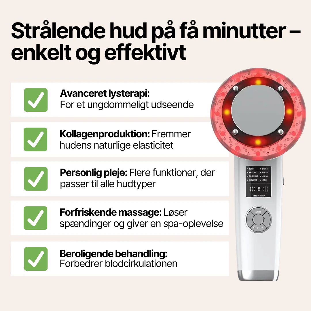 LumiTone 6-i-1 EMS Ansigtsmassageapparat med Rødlysterapi (Inkl. gratis handsker) - Image 3