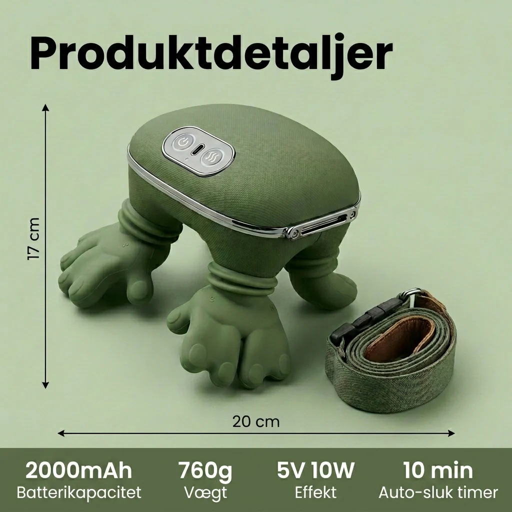 Bærbar Shiatsu Massager - til Nakke, Skuldre & Ryg med Varme - Image 3