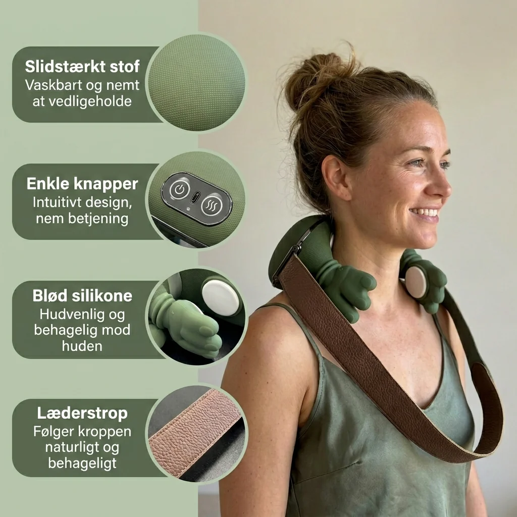 Bærbar Shiatsu Massager - til Nakke, Skuldre & Ryg med Varme - Image 6