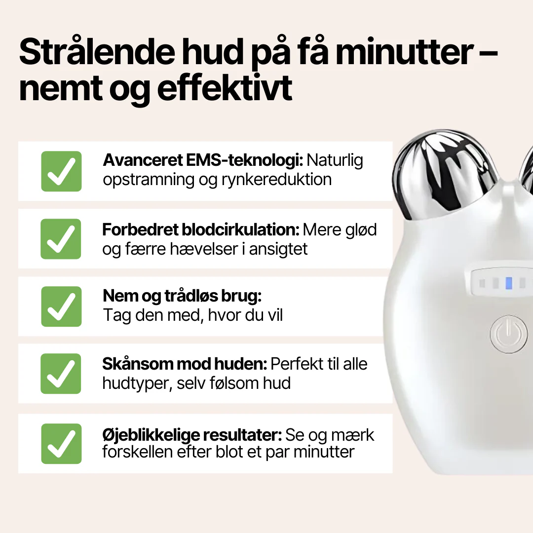 GlowSculpt EMS Facial Massager - V-Form Lift med mikrostrøm og anti-age effekt - Image 3