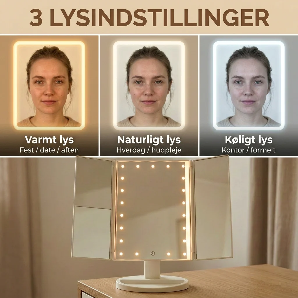 Genopladelig Makeup Spejl med LED-lys og 5x Forstørrelse - Image 2