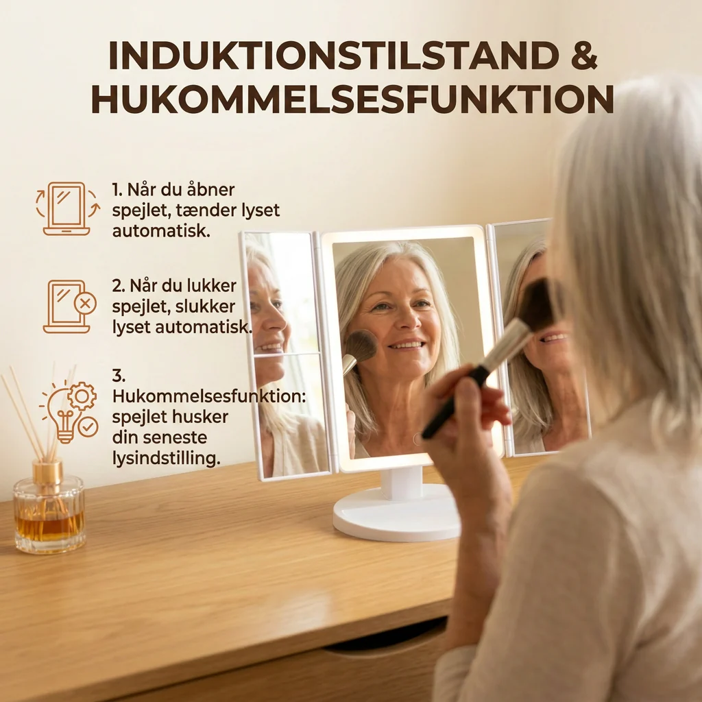 Genopladelig Makeup Spejl med LED-lys og 5x Forstørrelse - Image 4
