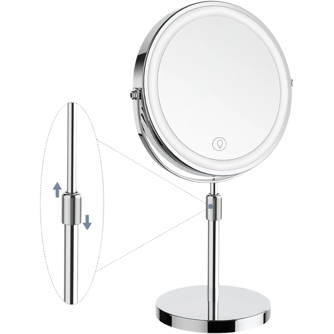 LumiGlow Pro Intelligent makeupspejl med justerbart LED-lys og 10x forstørrelse