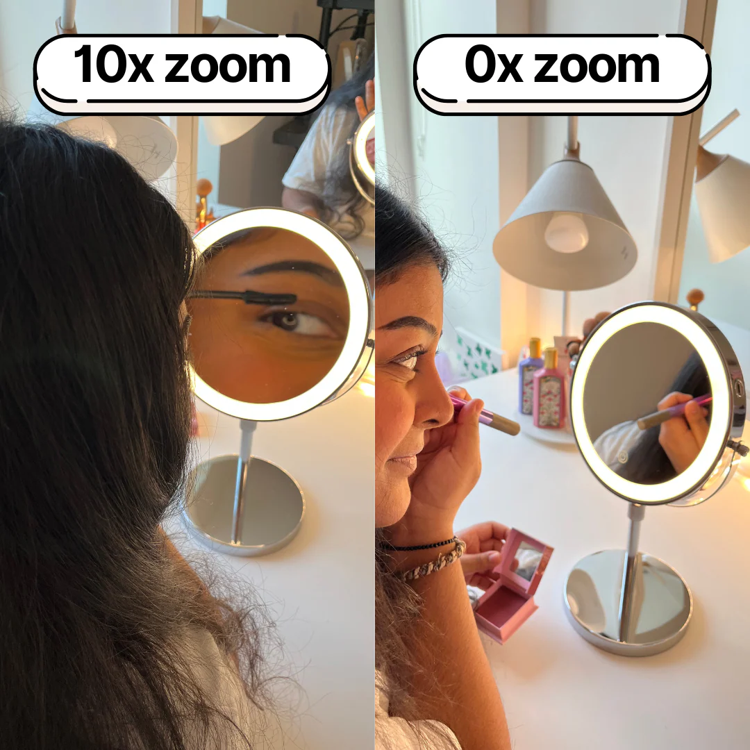 LumiGlow Pro Intelligent makeupspejl med justerbart LED-lys og 10x forstørrelse - Image 5