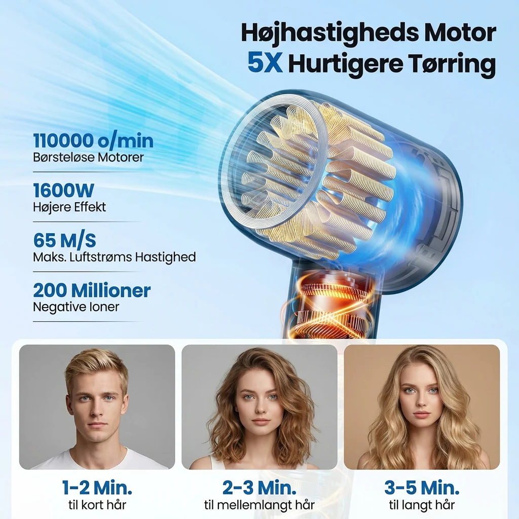 AirDry-Pro - Professionel Hårtørrer med Ion-teknologi - Image 2