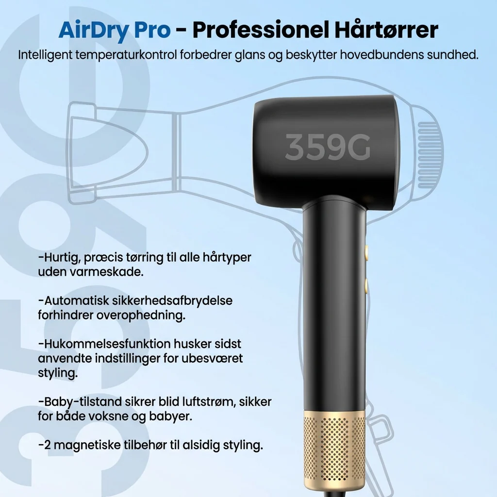 AirDry-Pro - Professionel Hårtørrer med Ion-teknologi - Image 5
