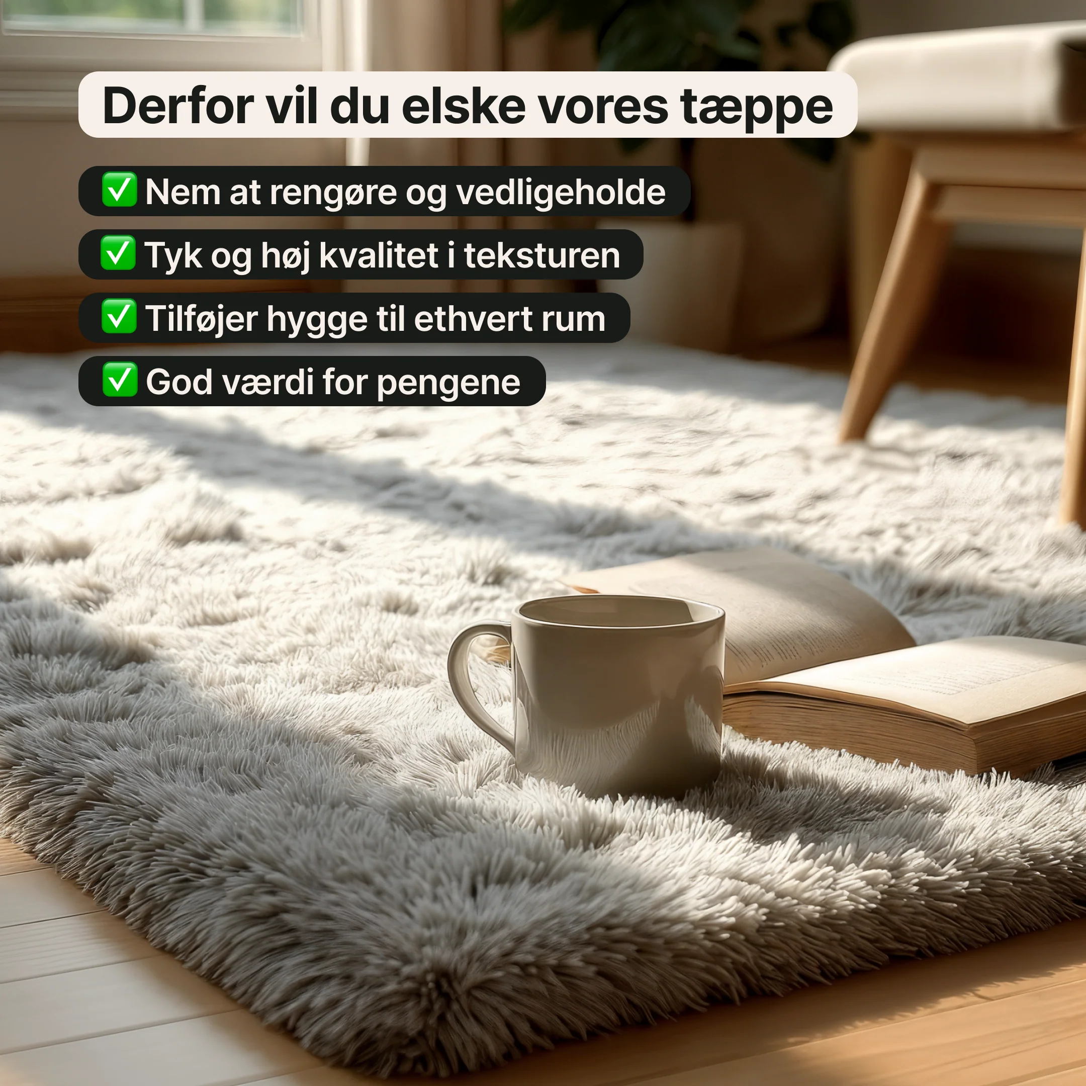 Luxuriøst Fluffy Tæppe - Blødt og skridsikkert til enhver indretning - Image 4