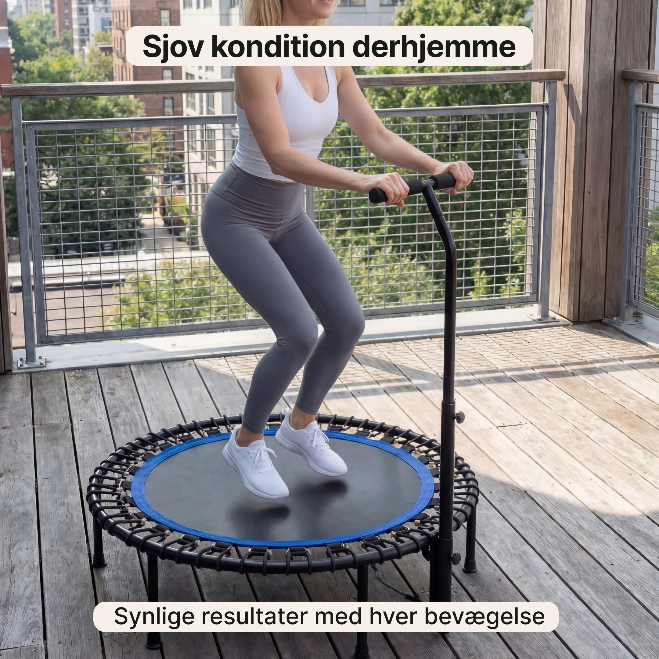 JumpTrainer Pro – Fitness-trampolin med håndtag - Image 2