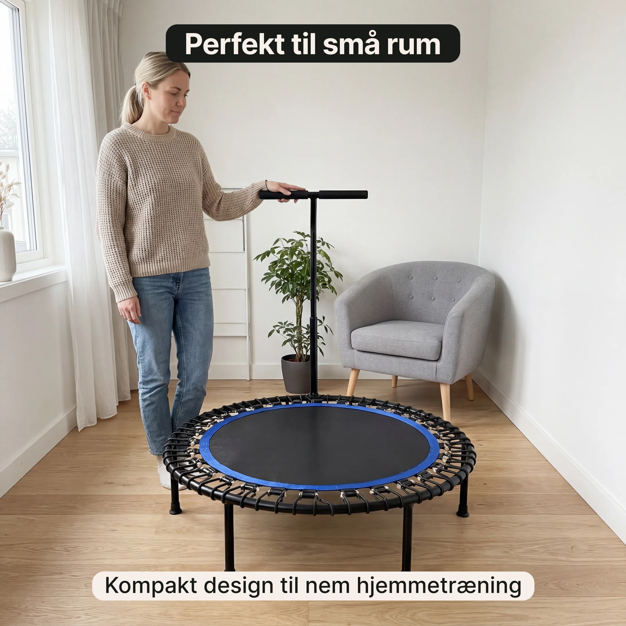 JumpTrainer Pro – Fitness-trampolin med håndtag - Image 4