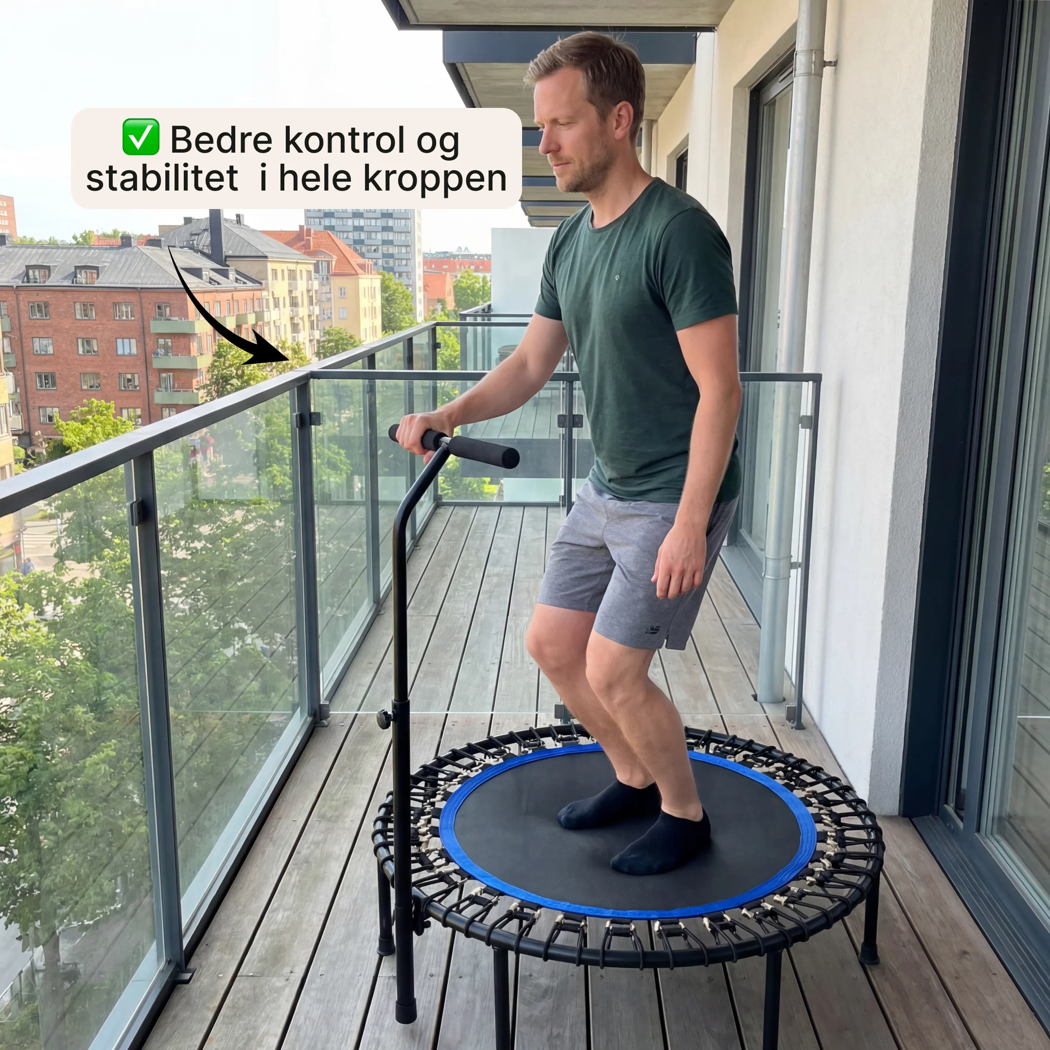 JumpTrainer Pro – Fitness-trampolin med håndtag - Image 7