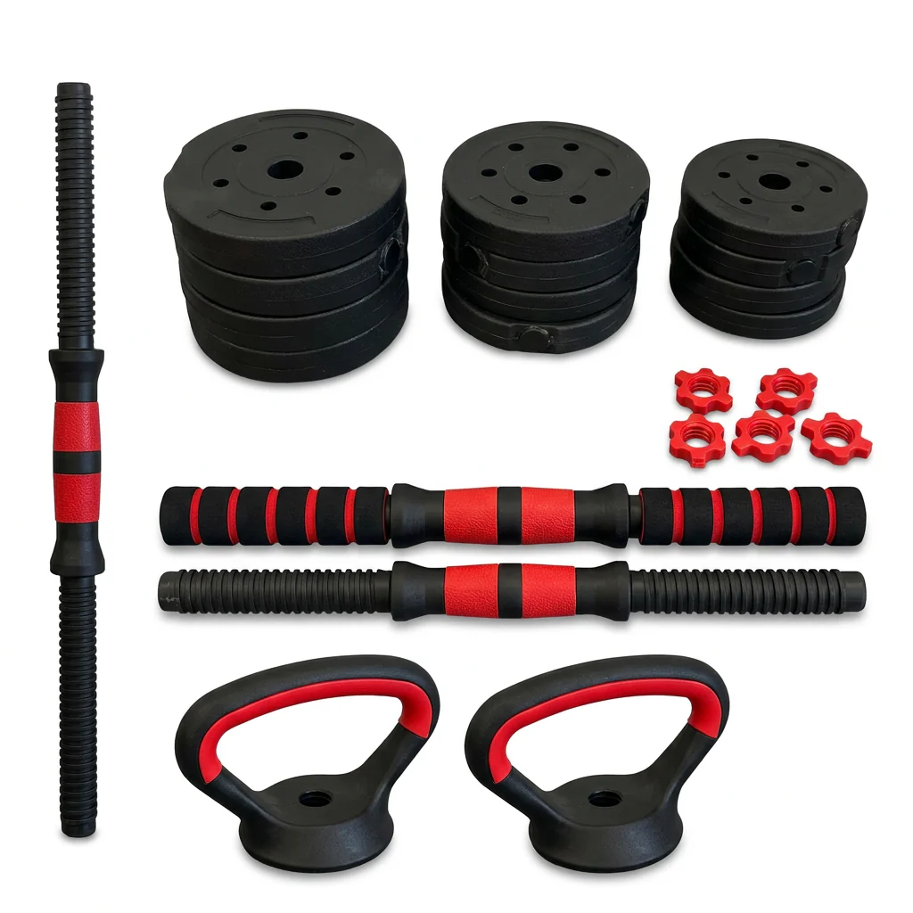 Multi-vægt Sæt 4-i-1 — Håndvægte, Kettlebell, Stang & Push-up Greb - Image 9