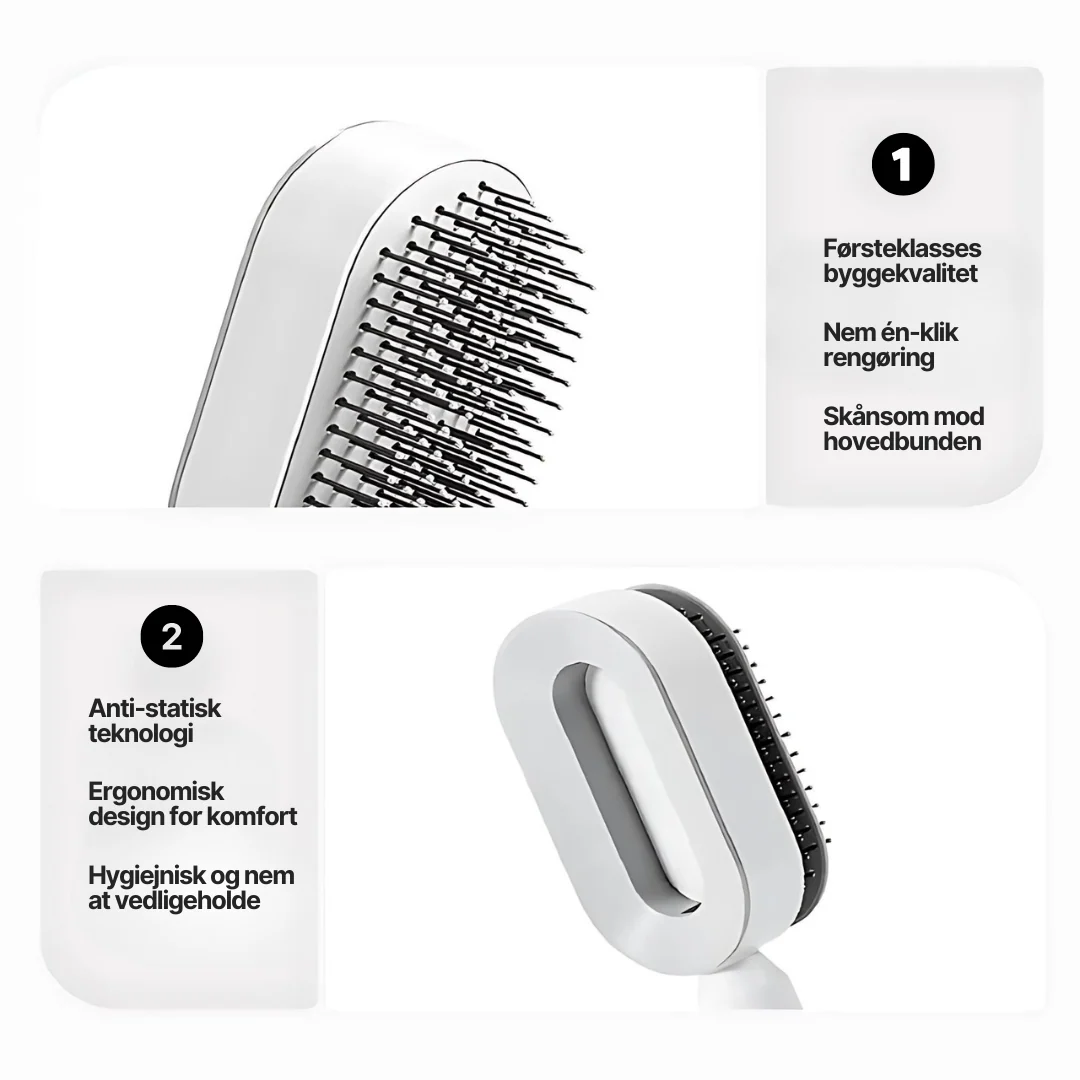 QuickClean™ Hårbørste - Fjerner fastsiddende hår og masserer hovedbunden - Image 6