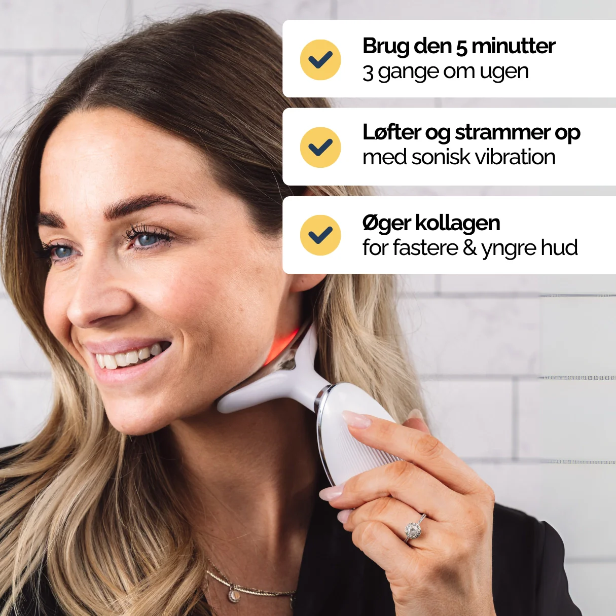 Vibralift - Multifunktionel Nakke- og Ansigtsmassager med LED, Sonisk Vibration og Varme - Image 3